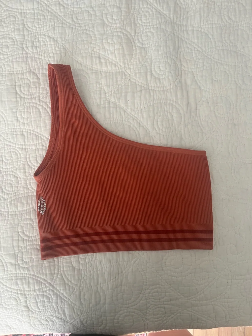 Free People One-Shoulder Ribbed Sports Bralette - Rust